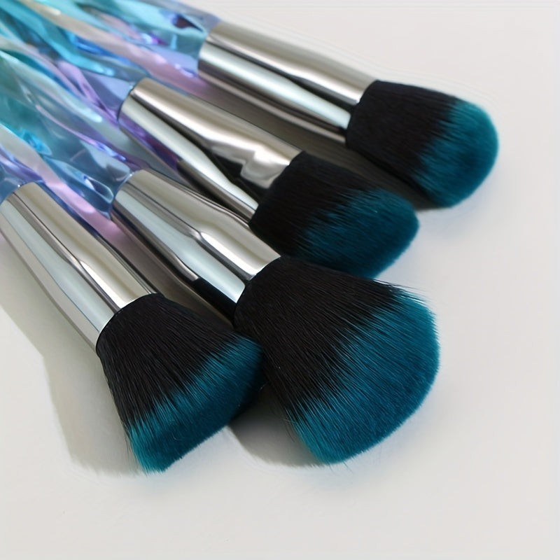 Makeup Brushes Set, 10pcs Crystal Transparent Handle Kabuki Powder Foundation Brush Concealer Eye Shadow Eyeliner Eyebrow Brush, Ideal Gift For Makeup Beginners