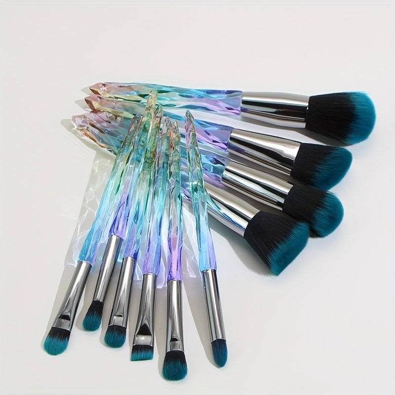 Makeup Brushes Set, 10pcs Crystal Transparent Handle Kabuki Powder Foundation Brush Concealer Eye Shadow Eyeliner Eyebrow Brush, Ideal Gift For Makeup Beginners