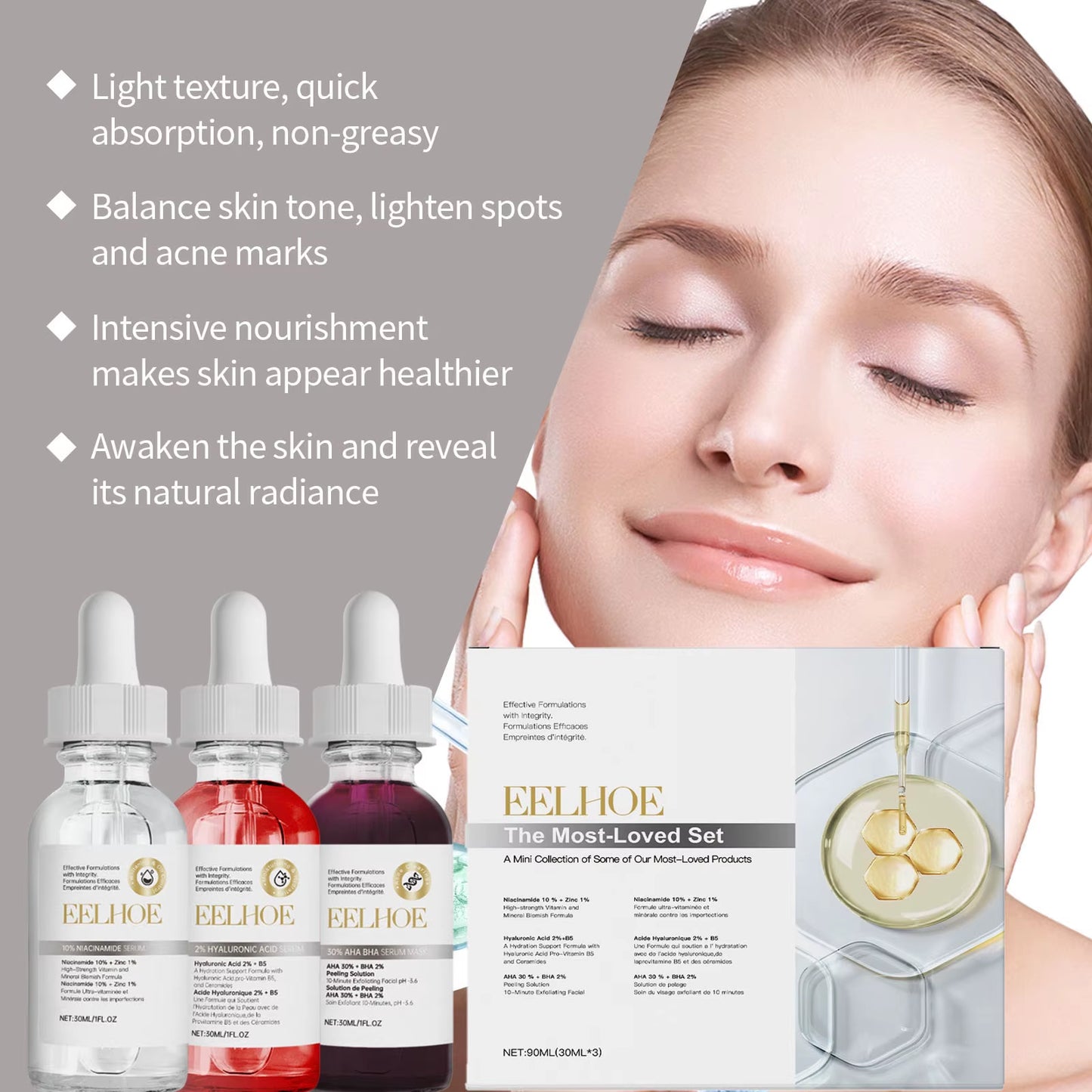 1Set Cleansing Acne Face Care Set Moisturize Facial Hydrating Fade Acne Scars Blemish Shrink Pores Brighten Face Care Set