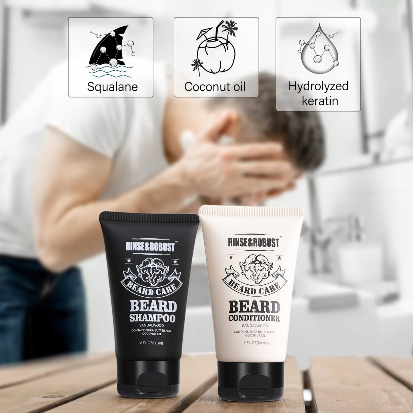 Beard Grooming Kit for Men Christmas - 8Pcs Beard Care Kit with Wash & Conditioner & Traveling Bag, Gift Sets for Men