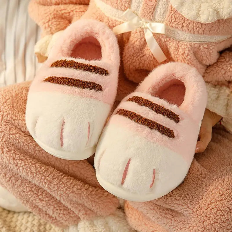 Multi-colors qualited tiger paw slippers home woman winters cotton shoes chunky Wide Feet Suit 3D Cat Claw Slippers