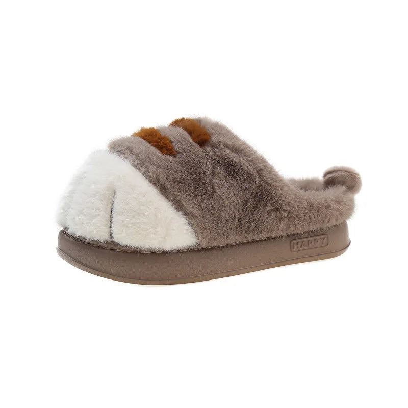 Multi-colors qualited tiger paw slippers home woman winters cotton shoes chunky Wide Feet Suit 3D Cat Claw Slippers