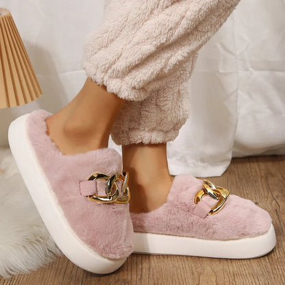 Winter Faux Suede Cotton Slippers for Women's Winter warm comfortable winter sandals plush ladies  home slippers
﻿