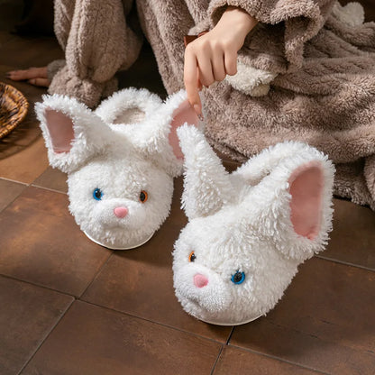 Furry Catoon Cat Cotton Slippers For Women Men Winter House Shoes Warm Plush Anti-slip Couples Home Floor Cotton Slipper