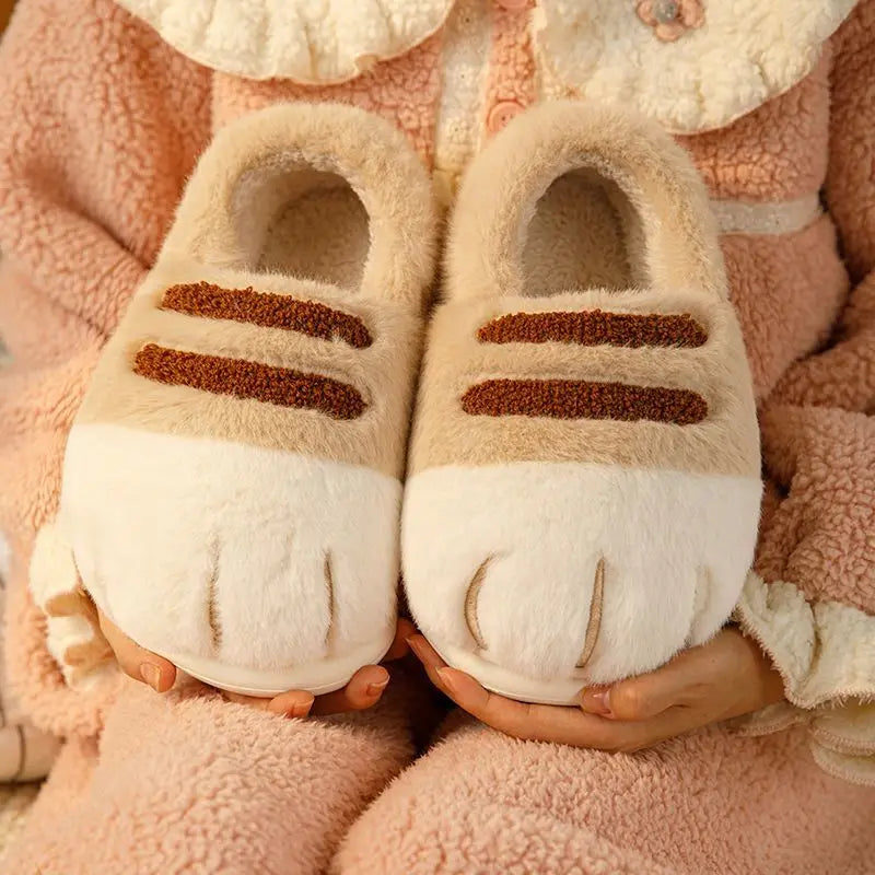 Multi-colors qualited tiger paw slippers home woman winters cotton shoes chunky Wide Feet Suit 3D Cat Claw Slippers