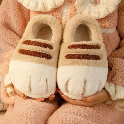 Multi-colors qualited tiger paw slippers home woman winters cotton shoes chunky Wide Feet Suit 3D Cat Claw Slippers