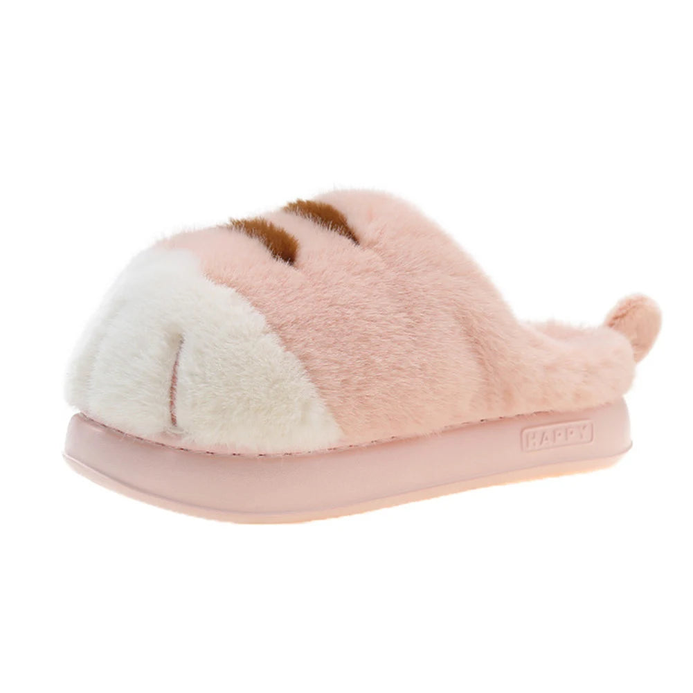 3D Cat Paw Plush Slippers Warm Slip-on House Shoes Comfortable Furry Paw Couple Slippers Cute Paw Slippers for Autumn Winter