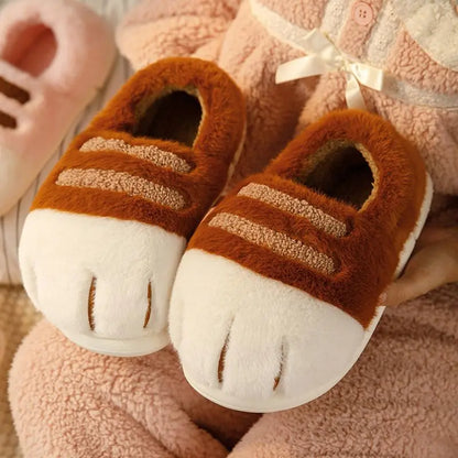 Multi-colors qualited tiger paw slippers home woman winters cotton shoes chunky Wide Feet Suit 3D Cat Claw Slippers