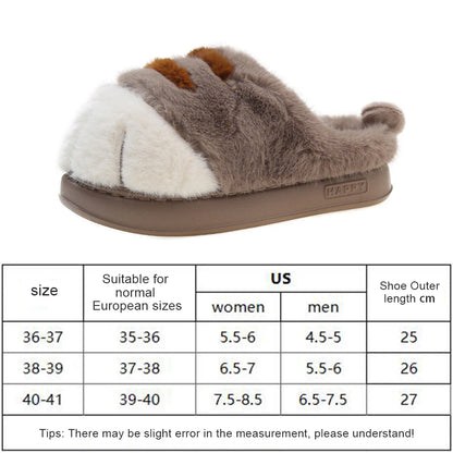 3D Cat Paw Plush Slippers Warm Slip-on House Shoes Comfortable Furry Paw Couple Slippers Cute Paw Slippers for Autumn Winter