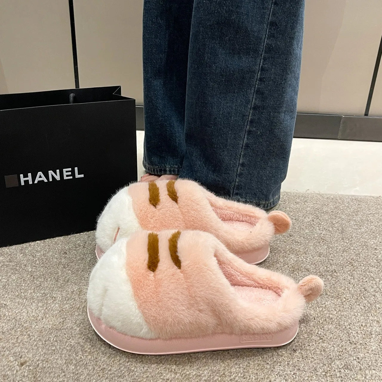 Multi-colors qualited tiger paw slippers home woman winters cotton shoes chunky Wide Feet Suit 3D Cat Claw Slippers