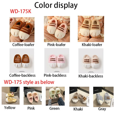 Multi-colors qualited tiger paw slippers home woman winters cotton shoes chunky Wide Feet Suit 3D Cat Claw Slippers