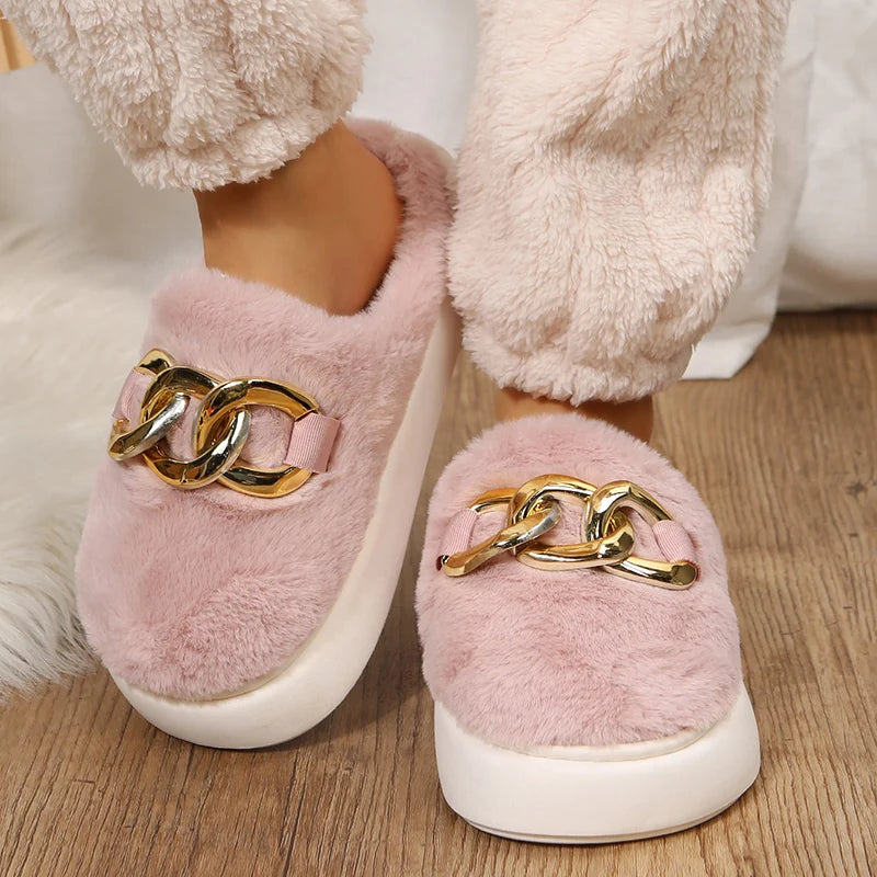 Winter Faux Suede Cotton Slippers for Women's Winter warm comfortable winter sandals plush ladies  home slippers
﻿