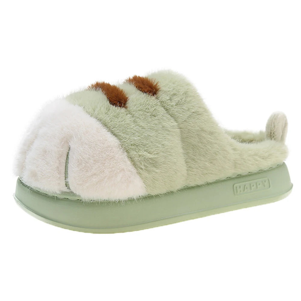 3D Cat Paw Plush Slippers Warm Slip-on House Shoes Comfortable Furry Paw Couple Slippers Cute Paw Slippers for Autumn Winter