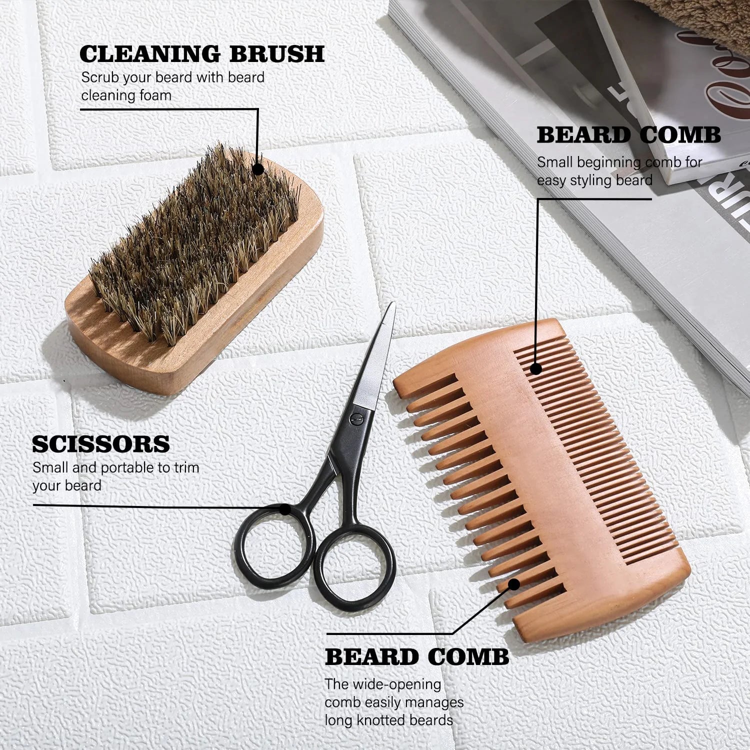 Beard Grooming Kit for Men Christmas - 8Pcs Beard Care Kit with Wash & Conditioner & Traveling Bag, Gift Sets for Men