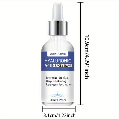 30ml/50ml Pure Hyaluronic Acid Face Serum, With Plant Squalane, Refreshing And Non-Greasy Facial Essence, Enhances Hydration Of Dry Skin, Nourishes Dry And Rough Skin