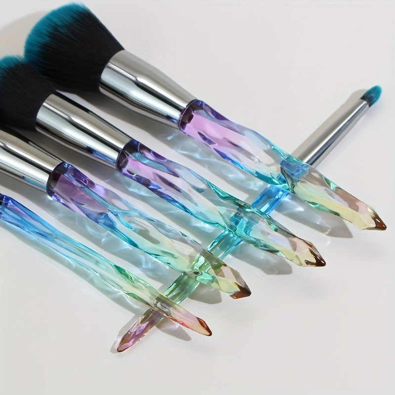 Makeup Brushes Set, 10pcs Crystal Transparent Handle Kabuki Powder Foundation Brush Concealer Eye Shadow Eyeliner Eyebrow Brush, Ideal Gift For Makeup Beginners